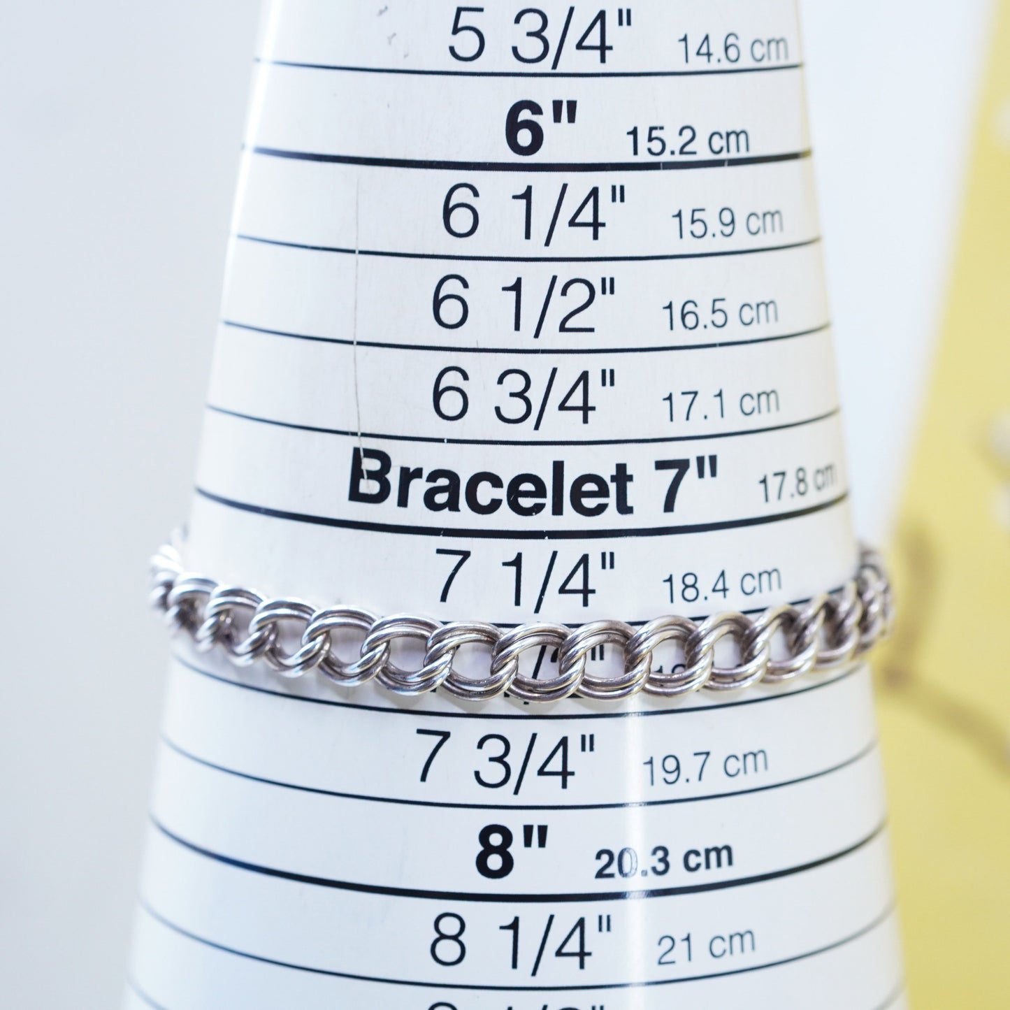7.5”, vintage Sterling silver handmade double curb bracelet, 925 charm chain