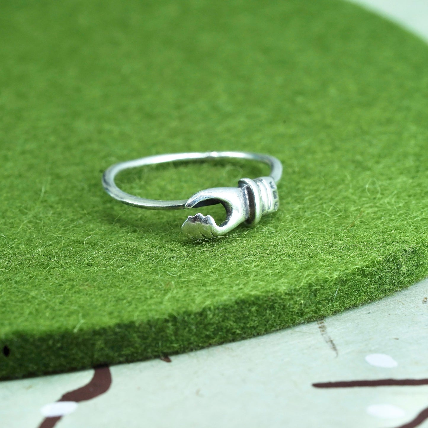 Size 8.25, vintage Sterling silver handmade ring, 925 hand stackable band