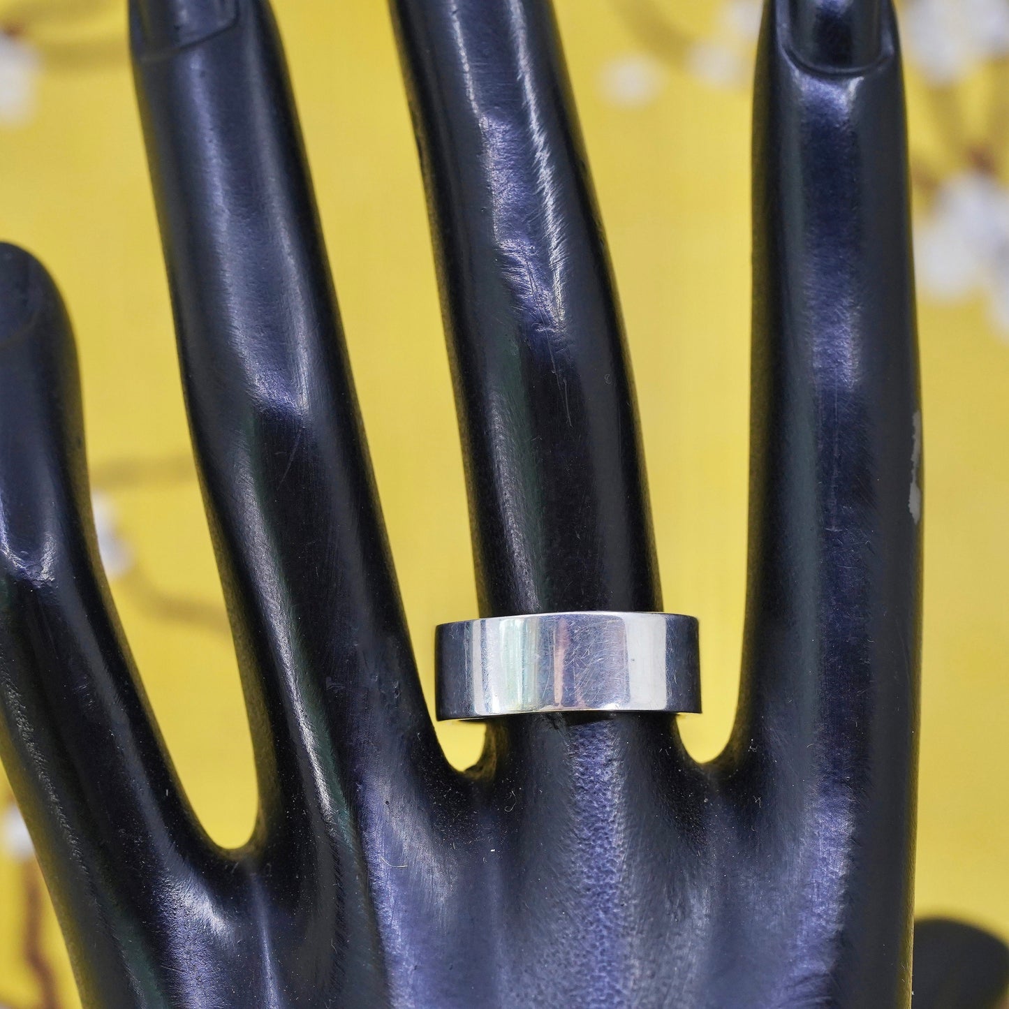 Size 7.75, vintage Sterling silver handmade ring, 925 silver wide band
