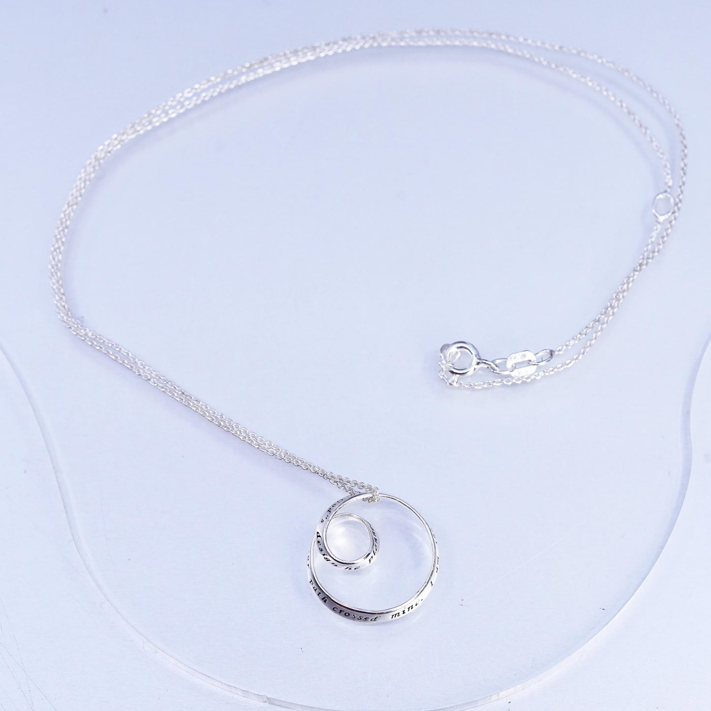 16+2", Sterling 925 silver pendant necklace loop pendant I am thankful God's