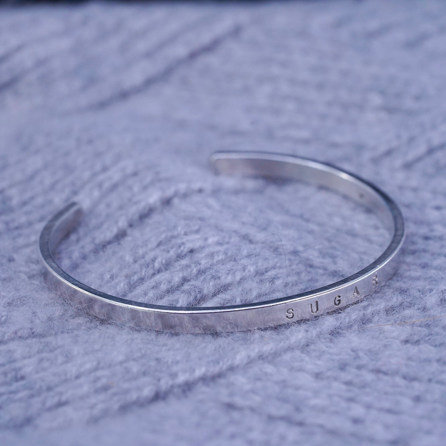 7", vintage sterling silver handmade bracelet, stackable 925 cuff “sugar"