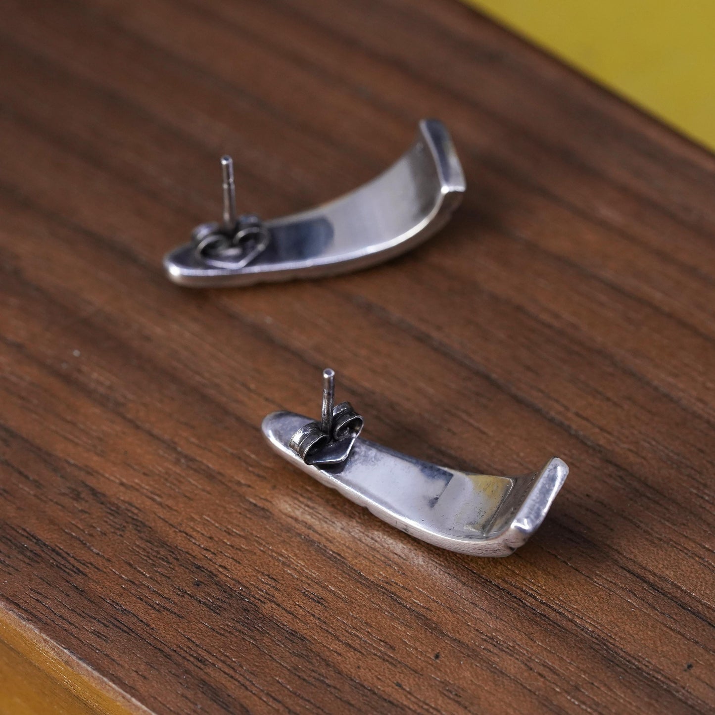 Native American Sterling 925 silver zuni huggie studs earrings with onyx opal