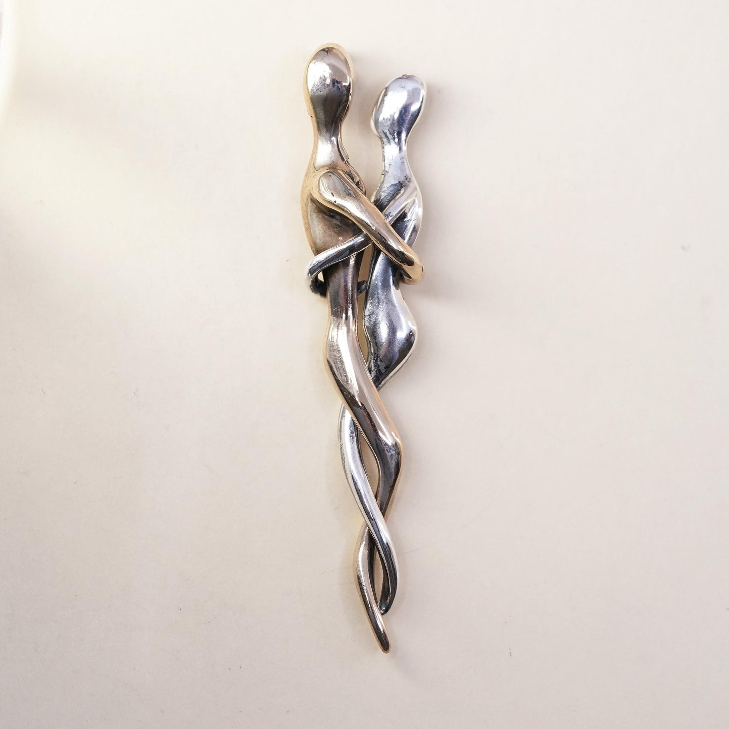 925 Sterling Silver bronze Man Woman Embraced Couple Lover Hugging Pendant