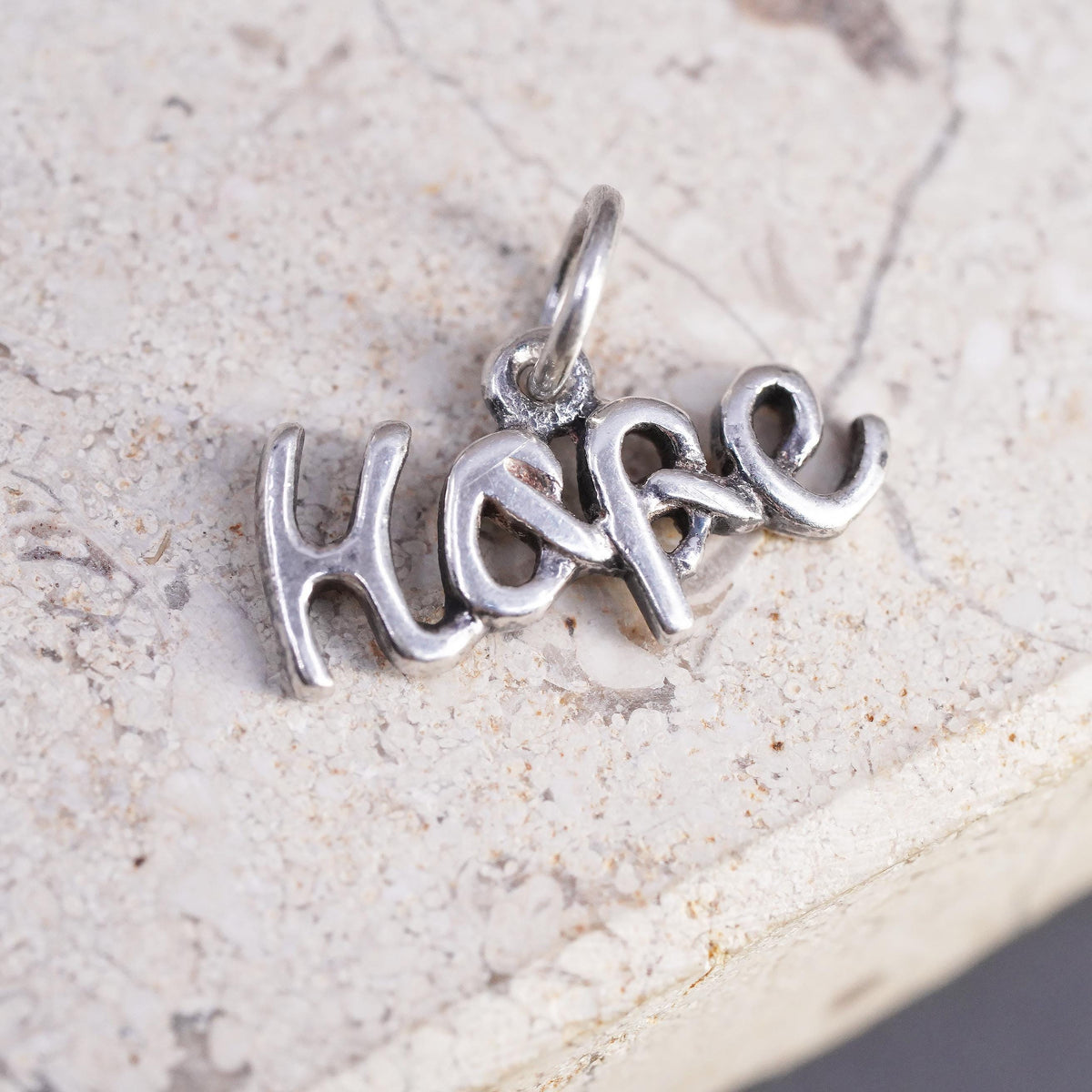 Vintage sterling silver handmade pendant, 925 Hope charm
