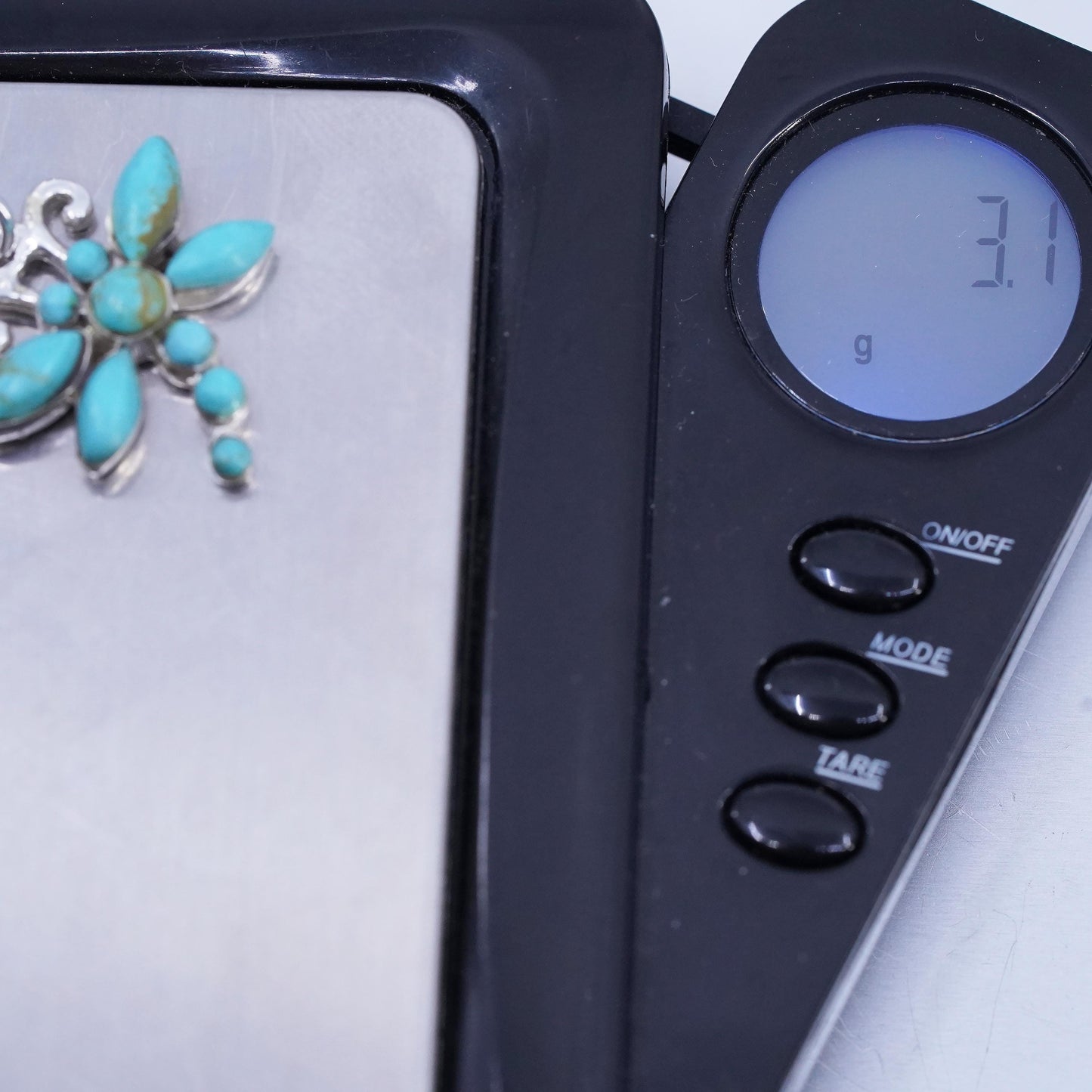 sterling silver pendant, Native American, 925 dragonfly charm with turquoise