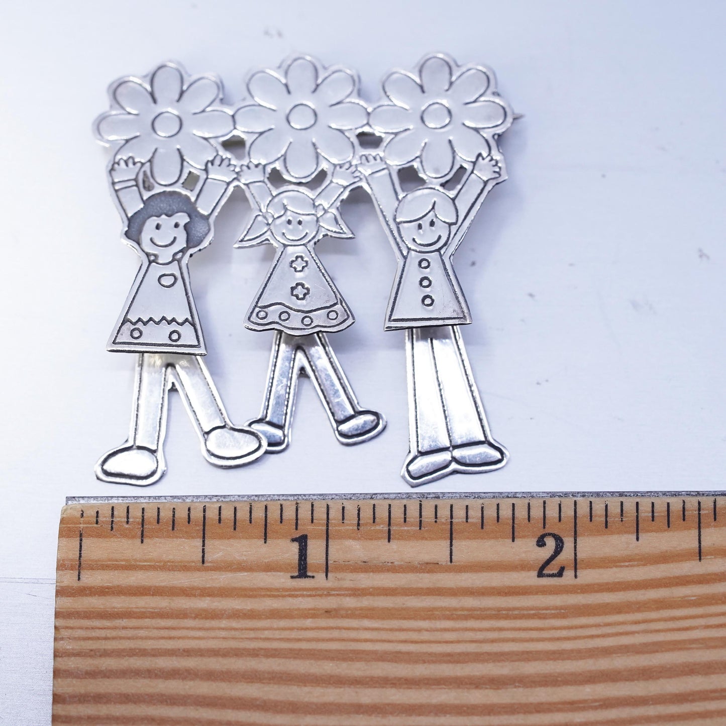 Vintage sterling silver handmade brooch, 925 save the children pin