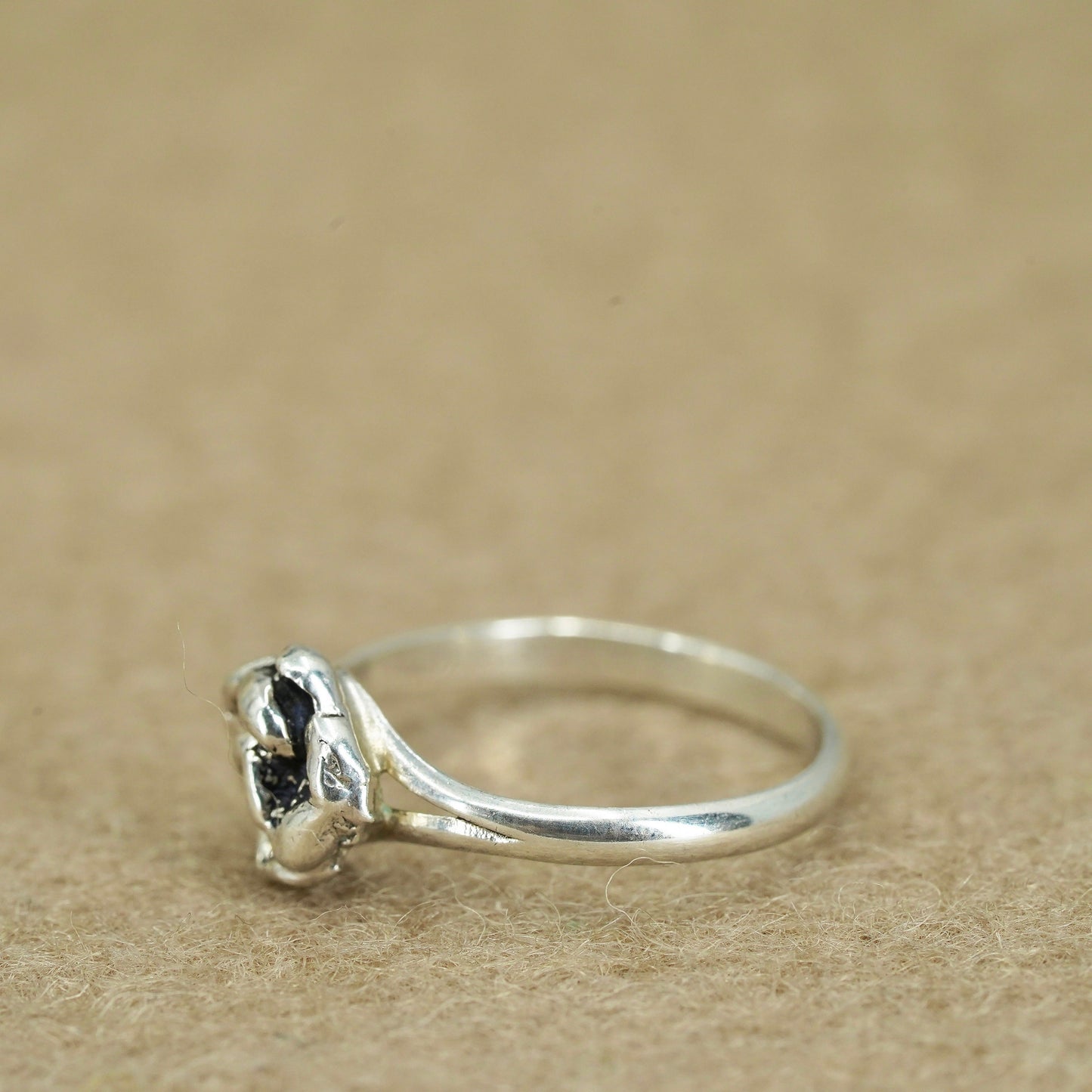 Size 6, vintage Sterling 925 silver handmade rose ring