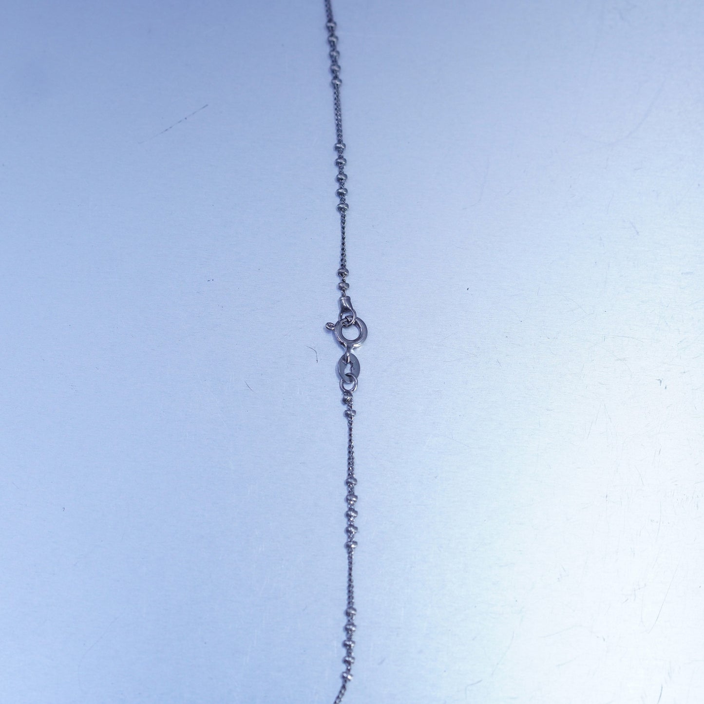 18” 1mm, vintage Italy Sterling 925 silver curb chain necklace with beads