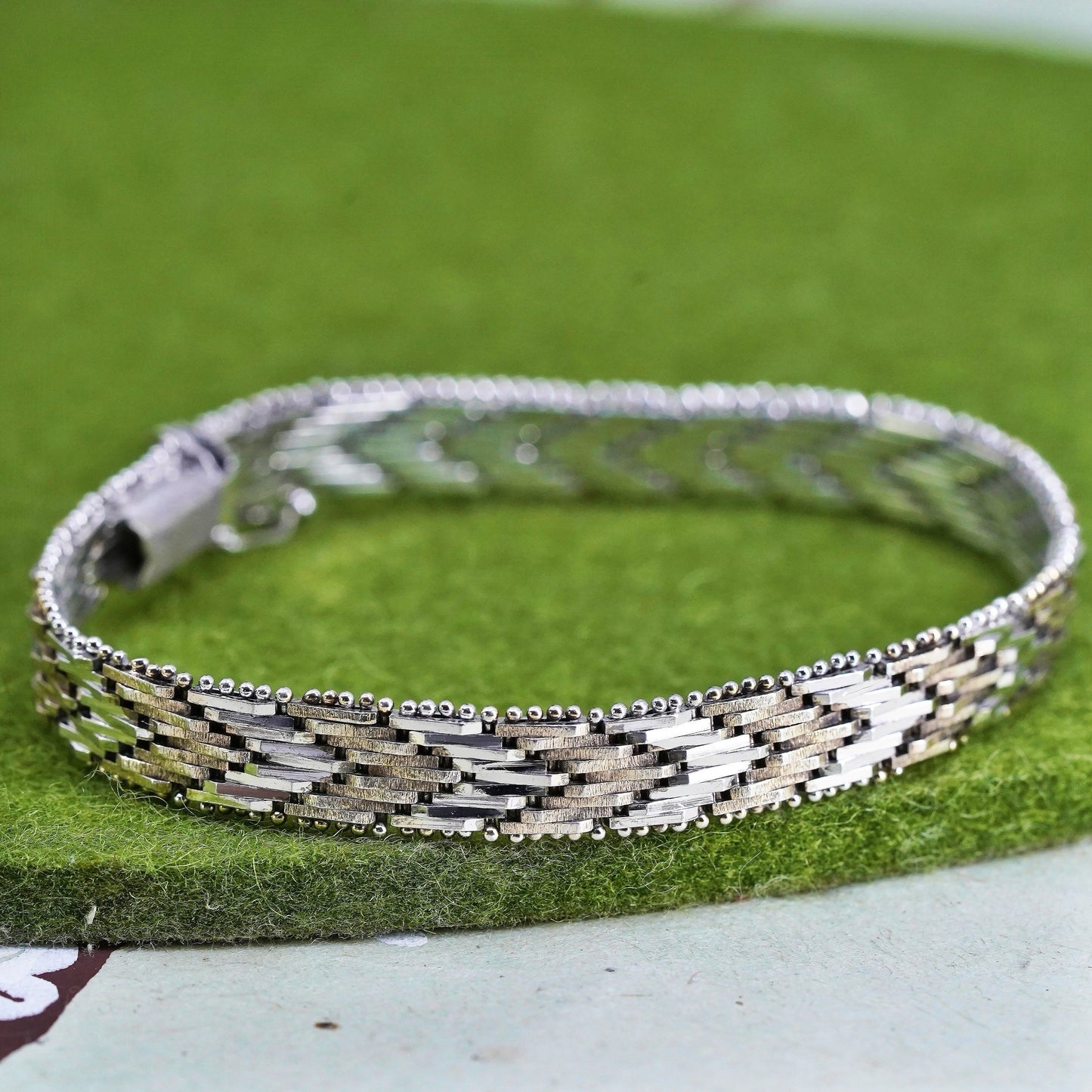 6.75”, 8mm, Vintage sterling silver handmade bracelet, 925 silver Riccio chain