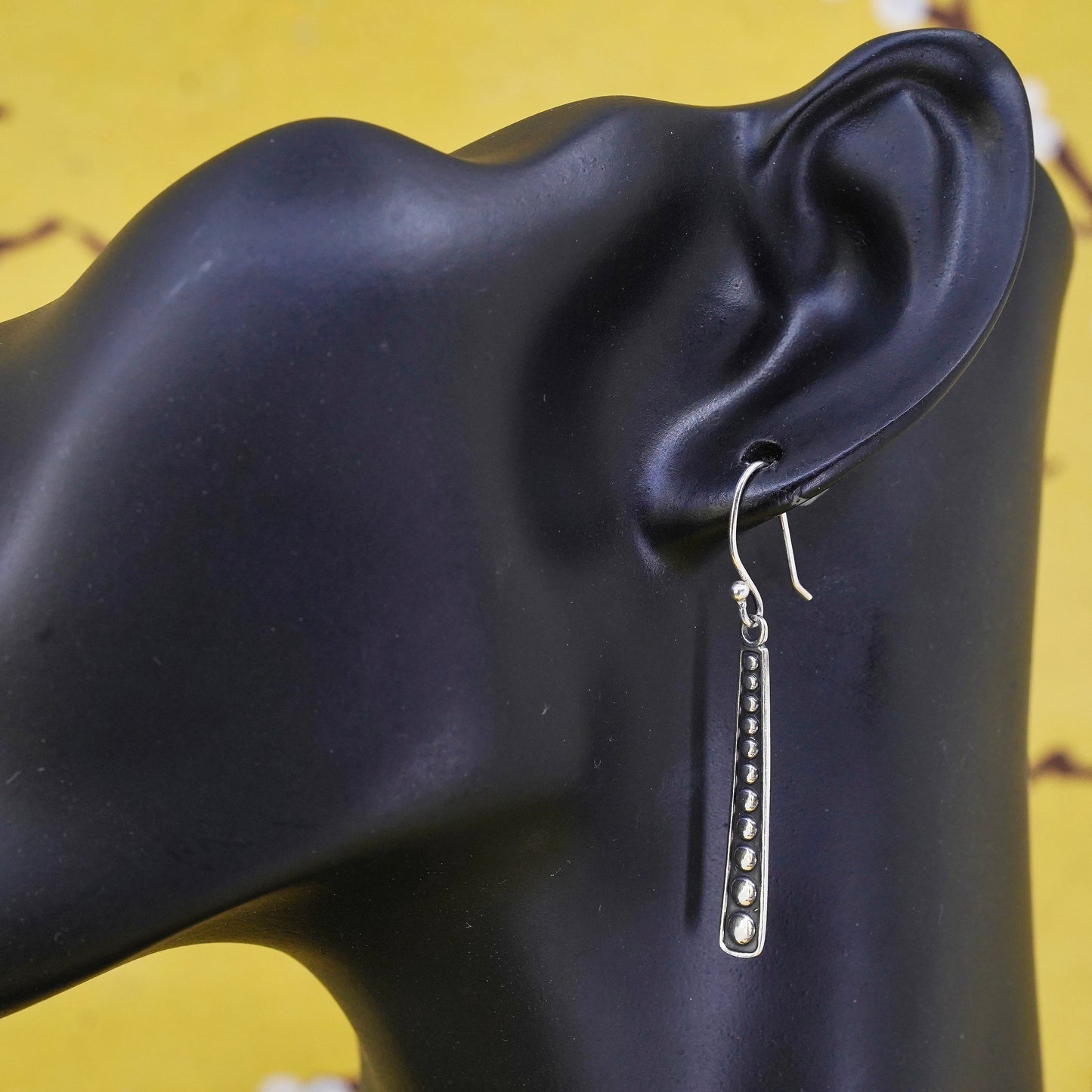 Vintage Sterling silver handmade earrings, 925 beads drops