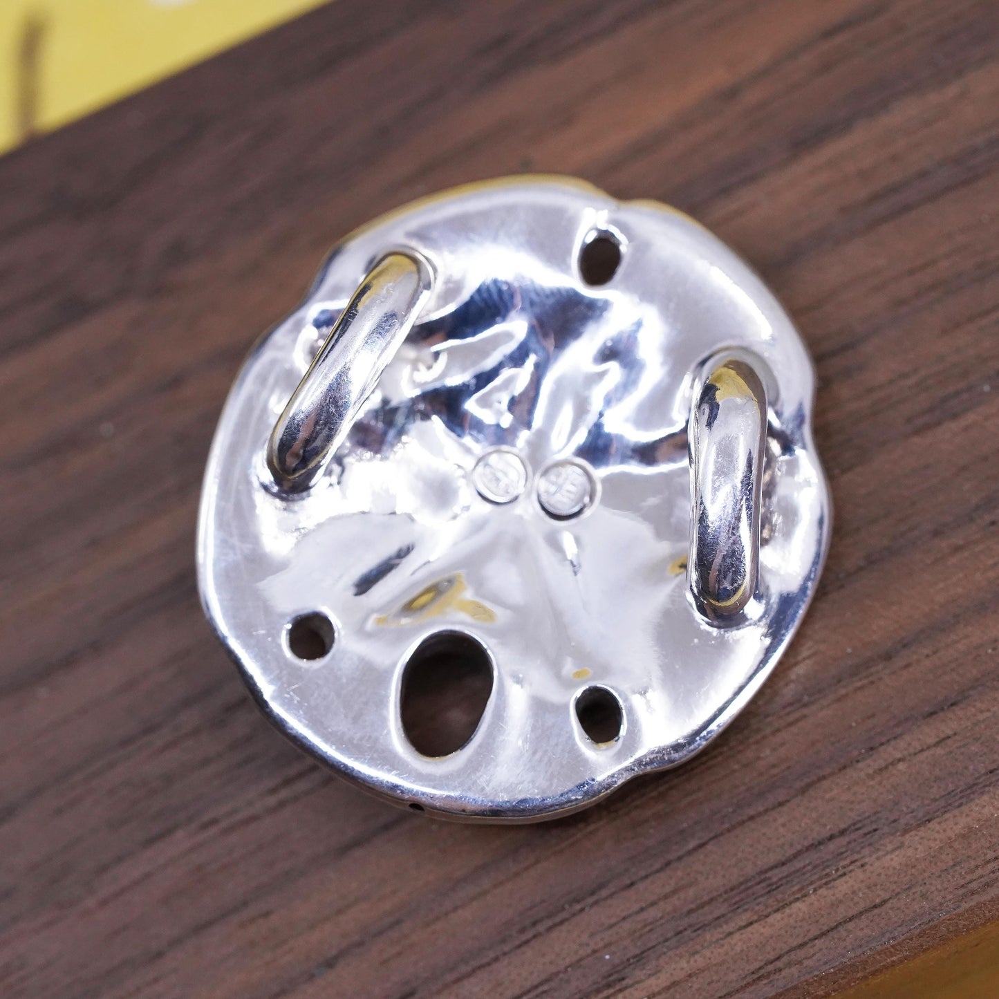Vintage Italian Sterling Silver Handmade Pendant, 925 sand dollar charm Pendant