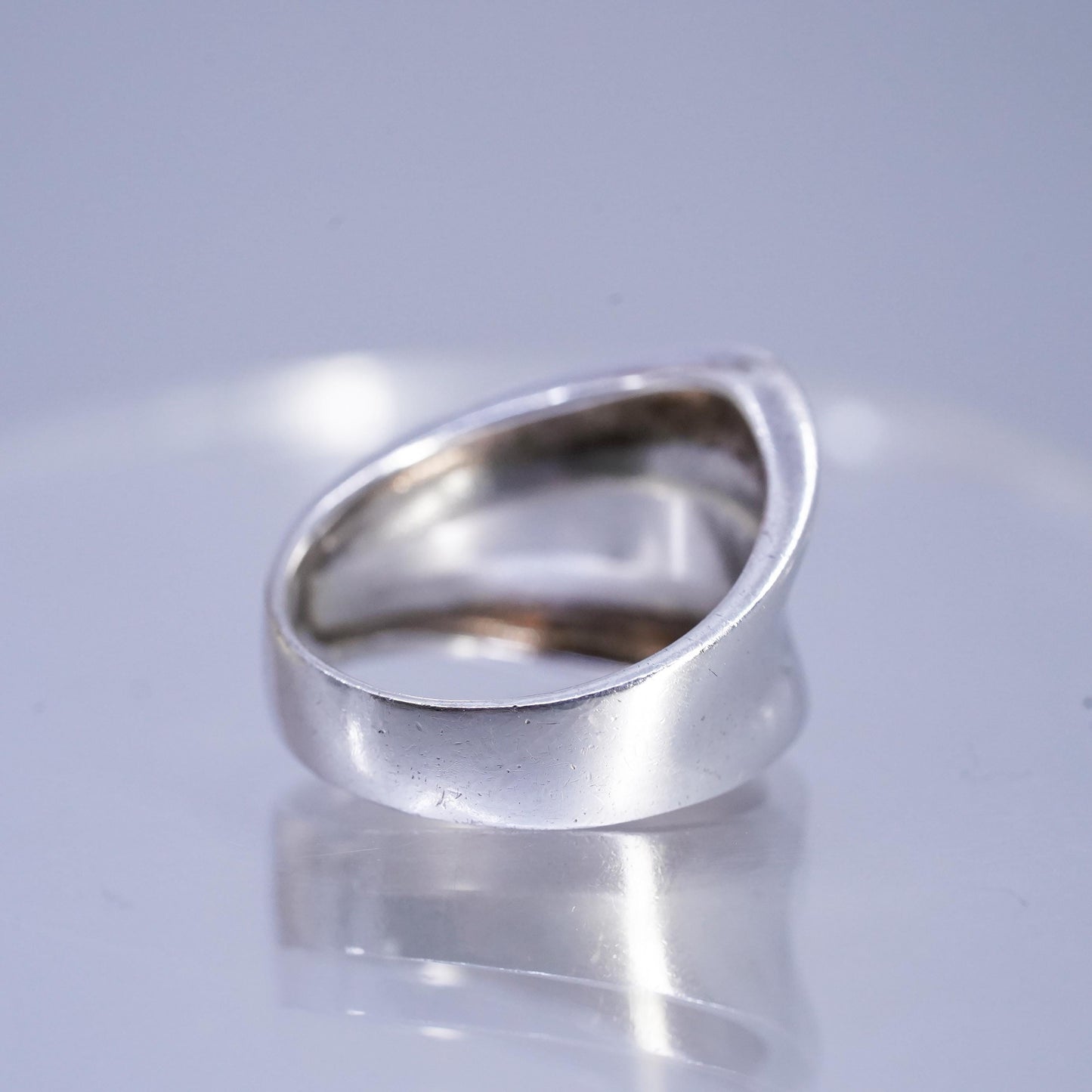 Size 8, vintage modern Sterling 925 silver handmade ring, wavy band