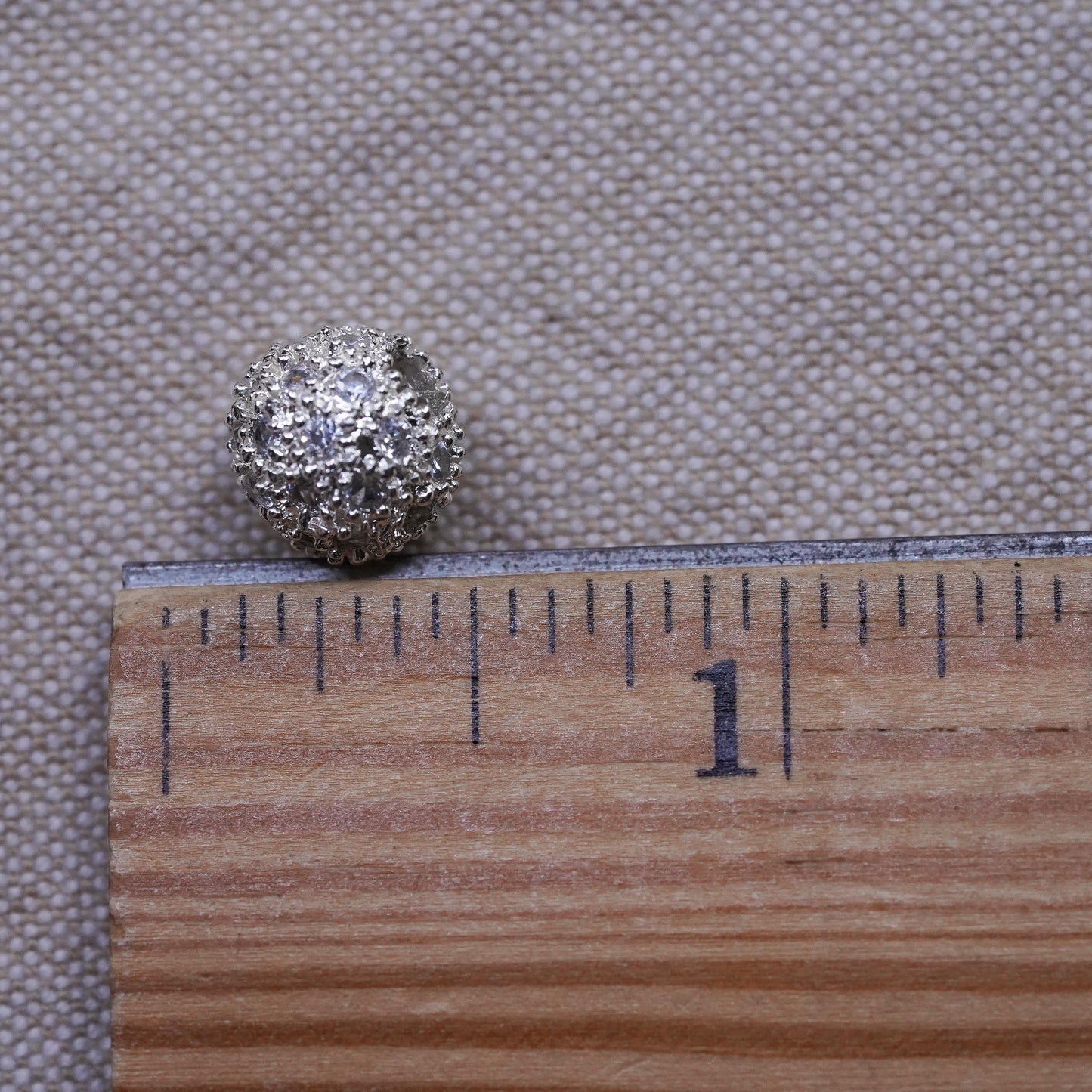 Vintage Sterling 925 silver handmade pendant bead charm with cluster cz