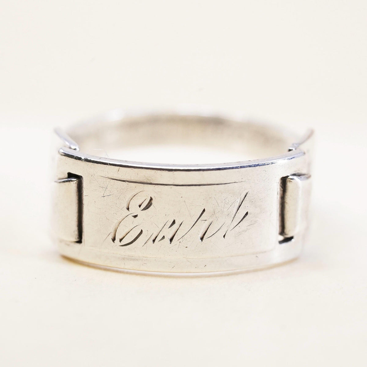 Size 4, Sterling Silver 925 Earl Name Ring, Signet Ring, Personalized Name Band