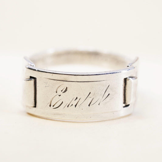 Size 4, Sterling Silver 925 Earl Name Ring, Signet Ring, Personalized Name Band