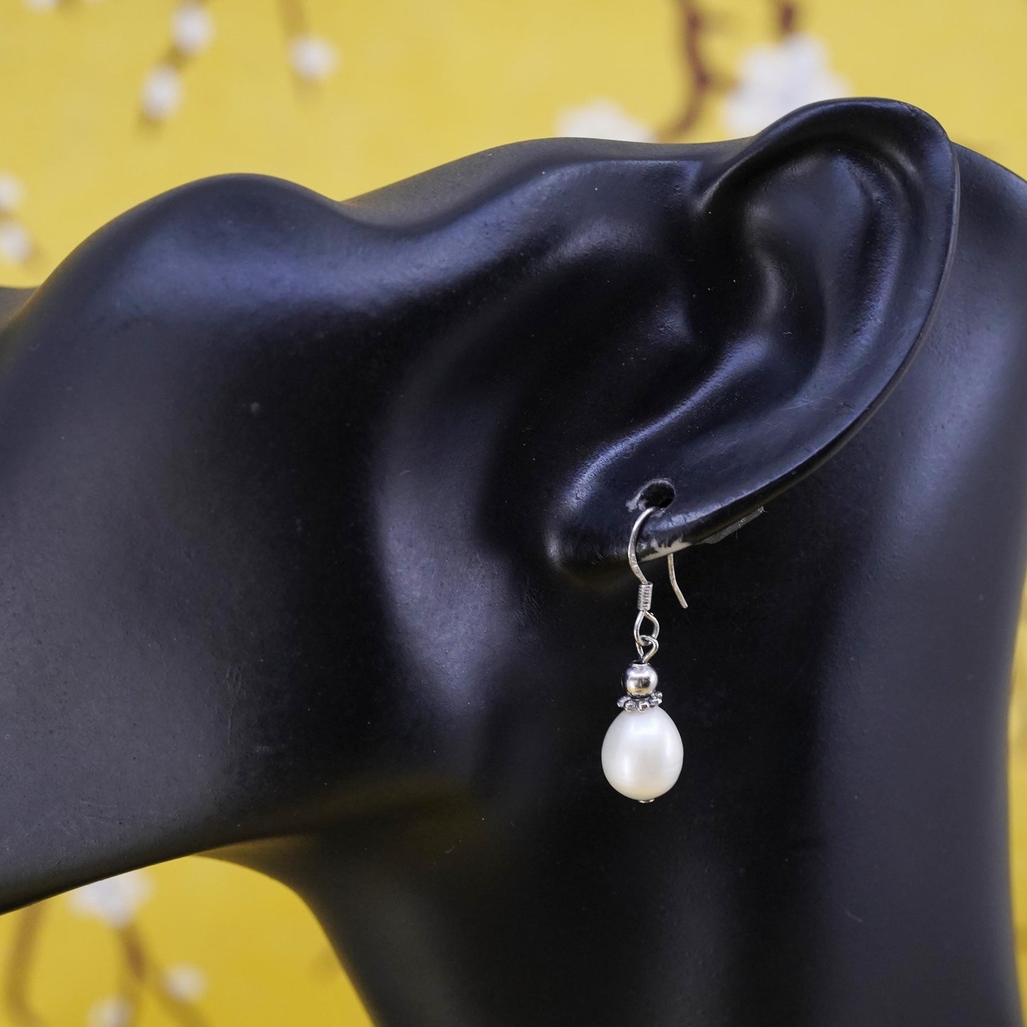 Sterling silver handmade earrings, 925 studs with pearl drops