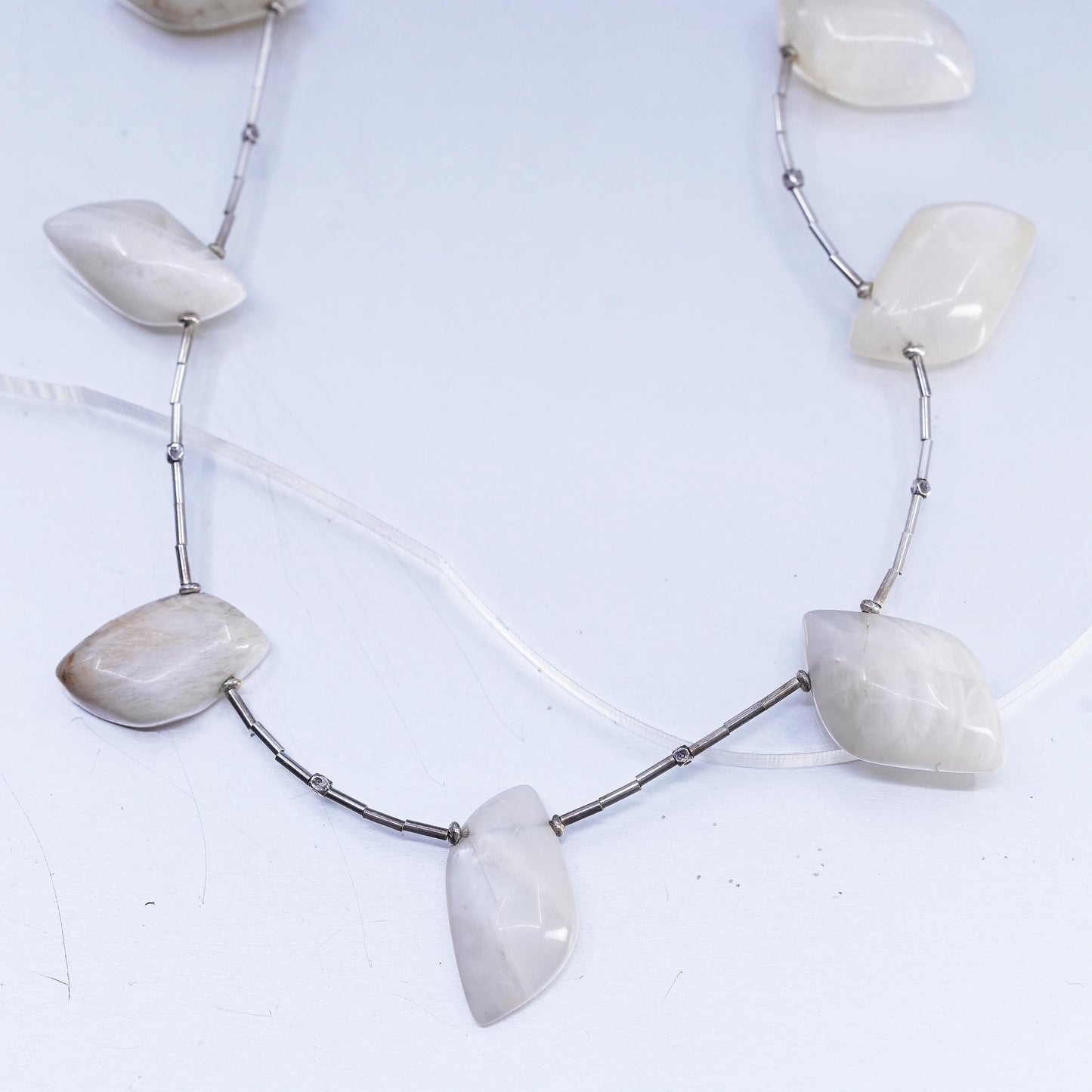 17", vintage southwestern Sterling liquid Silver 925 necklace with agate