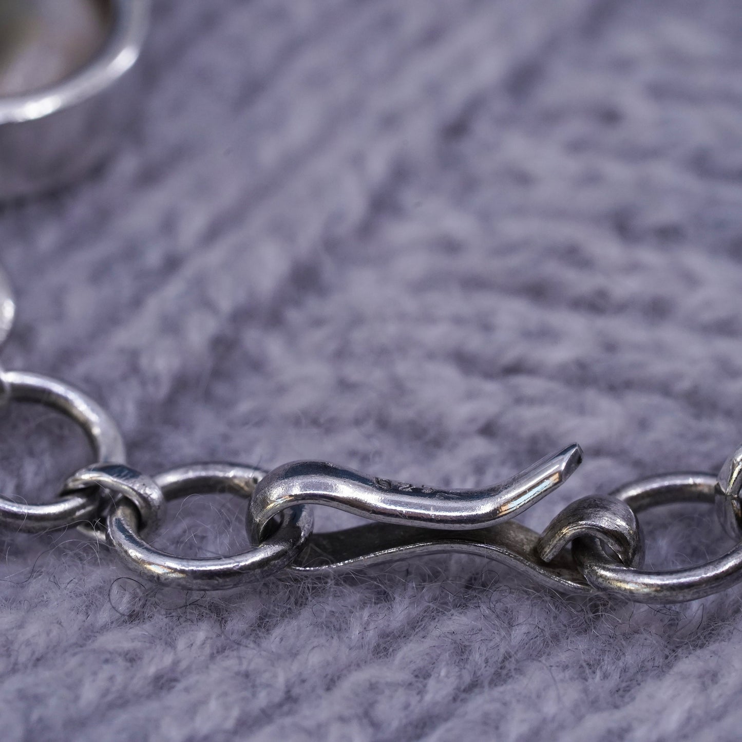 7.5", Sterling Silver Shiva eye | Mexican Jewelry, bracelet fossil shell