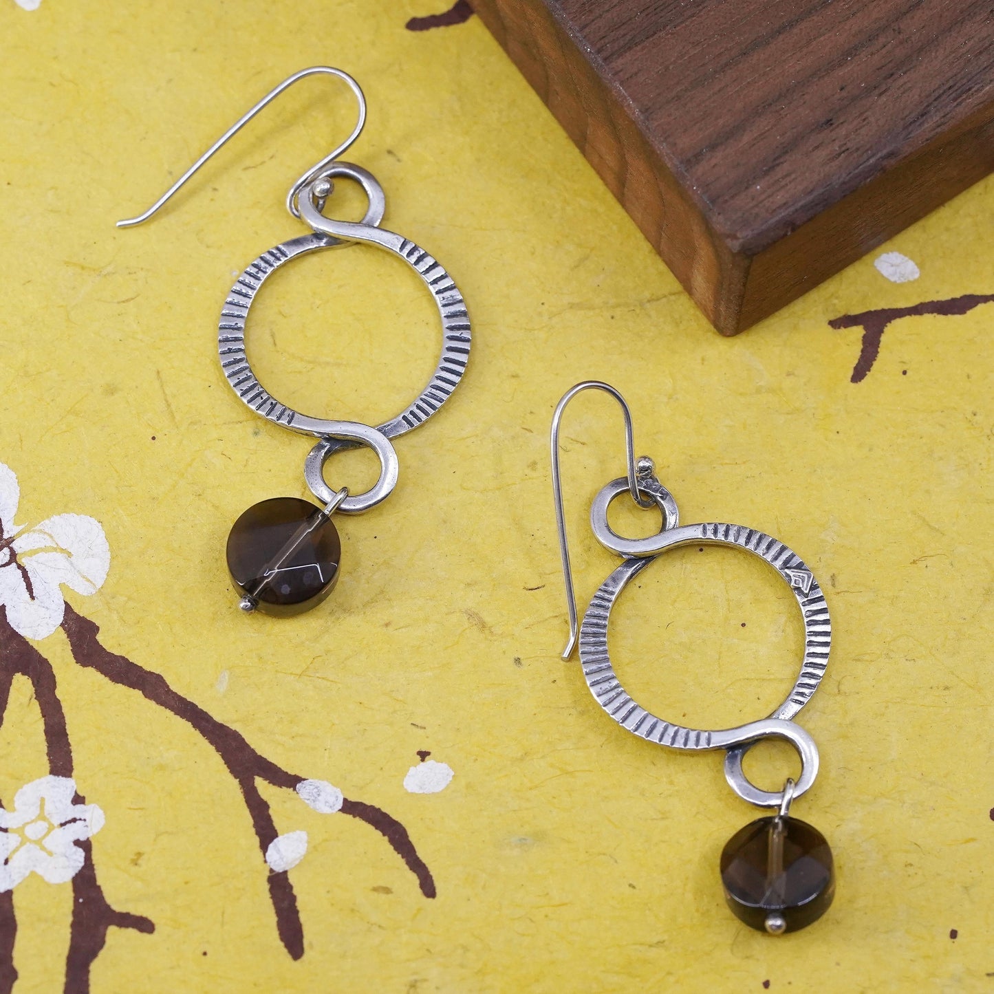 Silpada Sterling 925 Silver Faceted Brown Smoky Quartz Dangle Earrings W1485