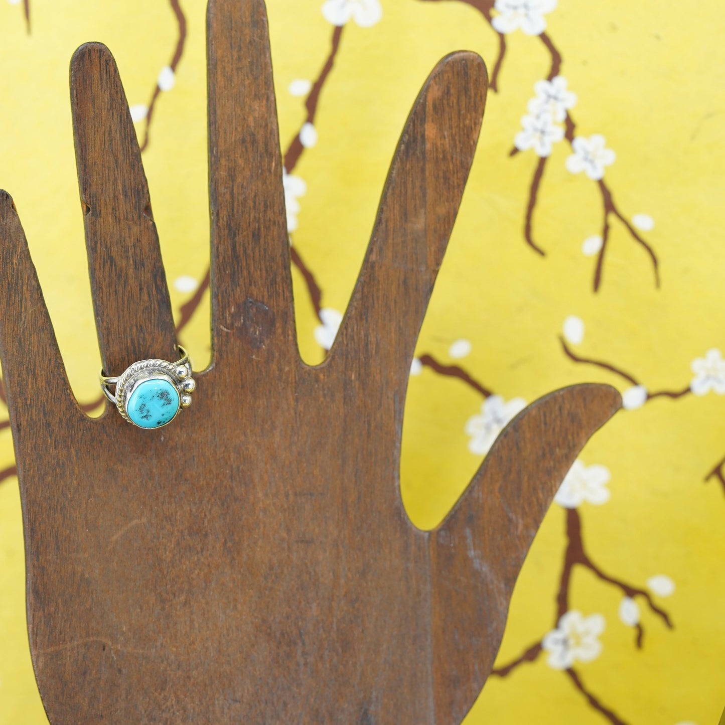 Size 5.25, southwestern Sterling silver 925 handmade ring with turquoise beads