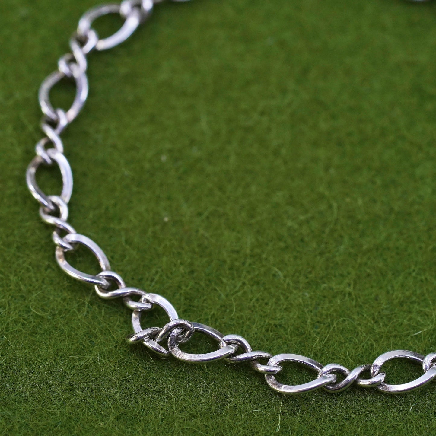 7.5" 5mm, Vintage Italy sterling silver 925 chain, men's figaro bracelet