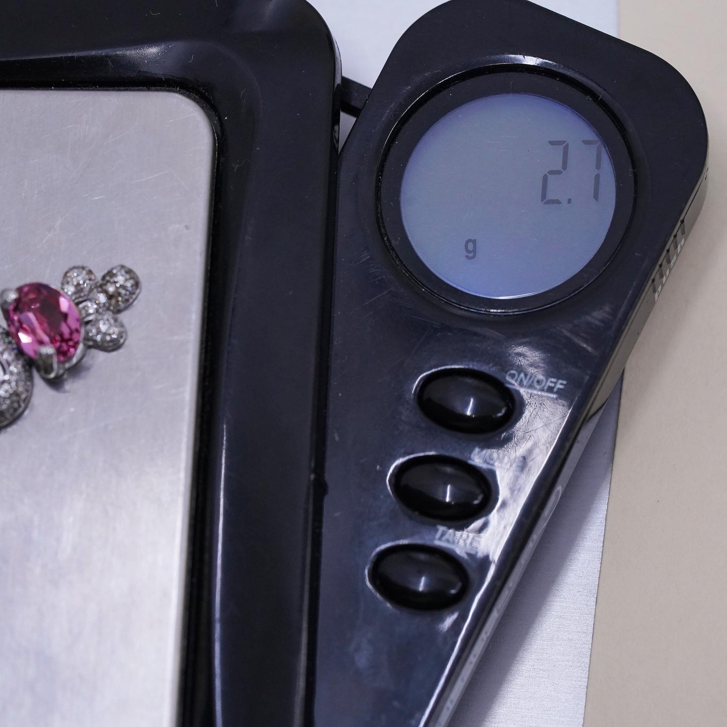 Nina Sterling 925 silver cat kittie birthstone pendant charm pink heart crystal