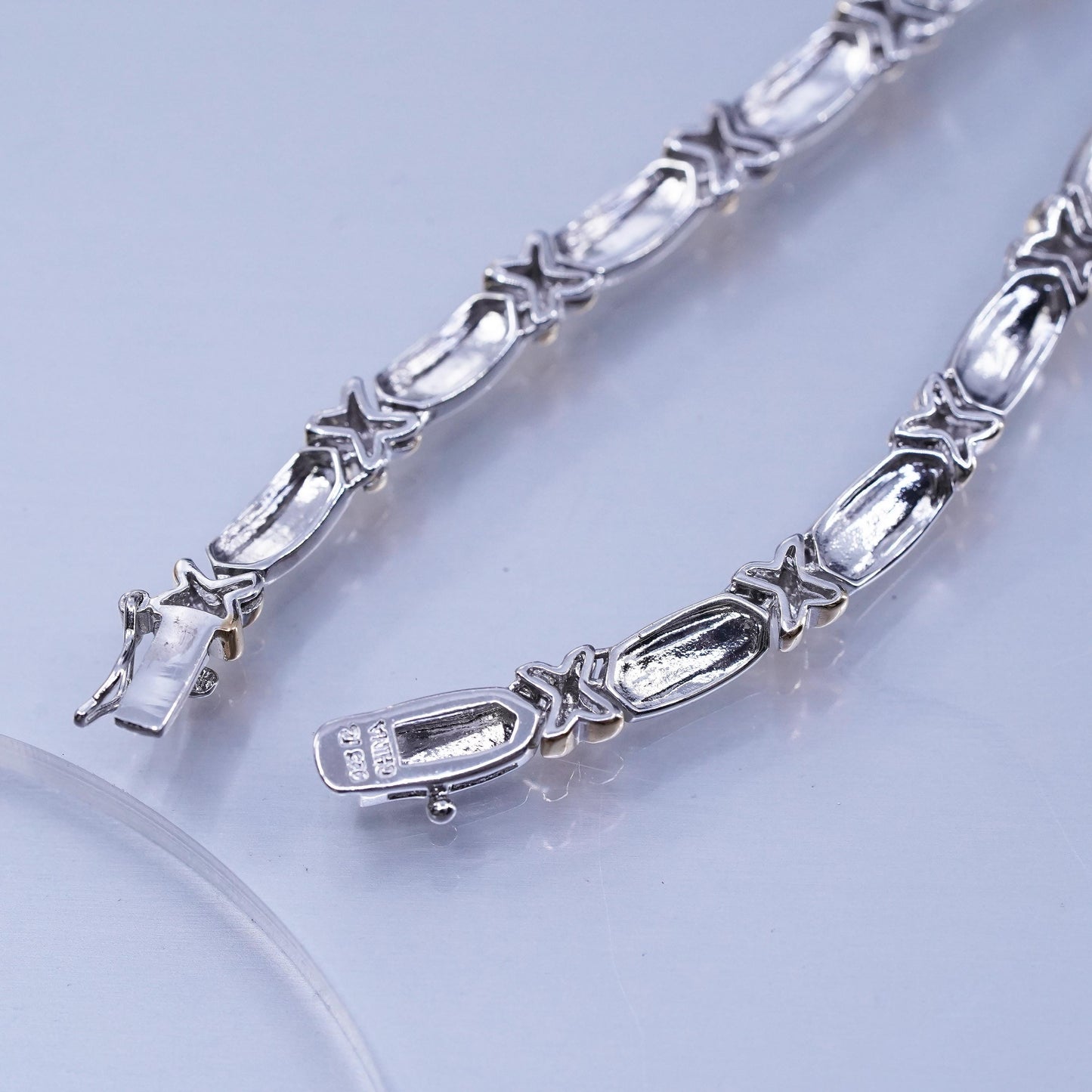 18”, two tone vermeil gold over Sterling 925 silver tennis necklace diamond