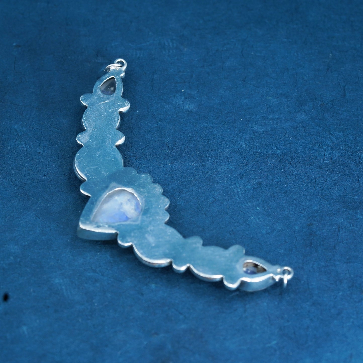 Vintage Sterling 925 silver handmade pendant with teardrop moonstone