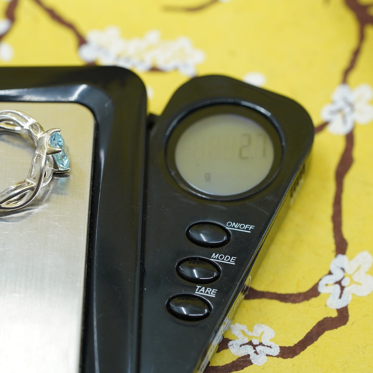 Size 6, vintage sterling 925 silver handmade ring with blue topaz details