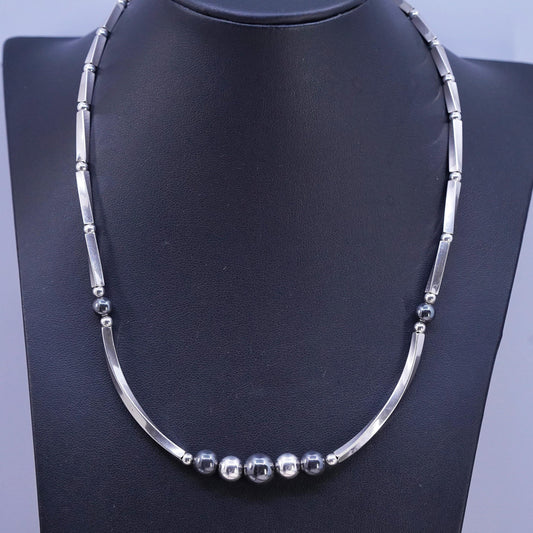 18", southwestern Sterling silver necklace, 925 twisted chain hematite beads