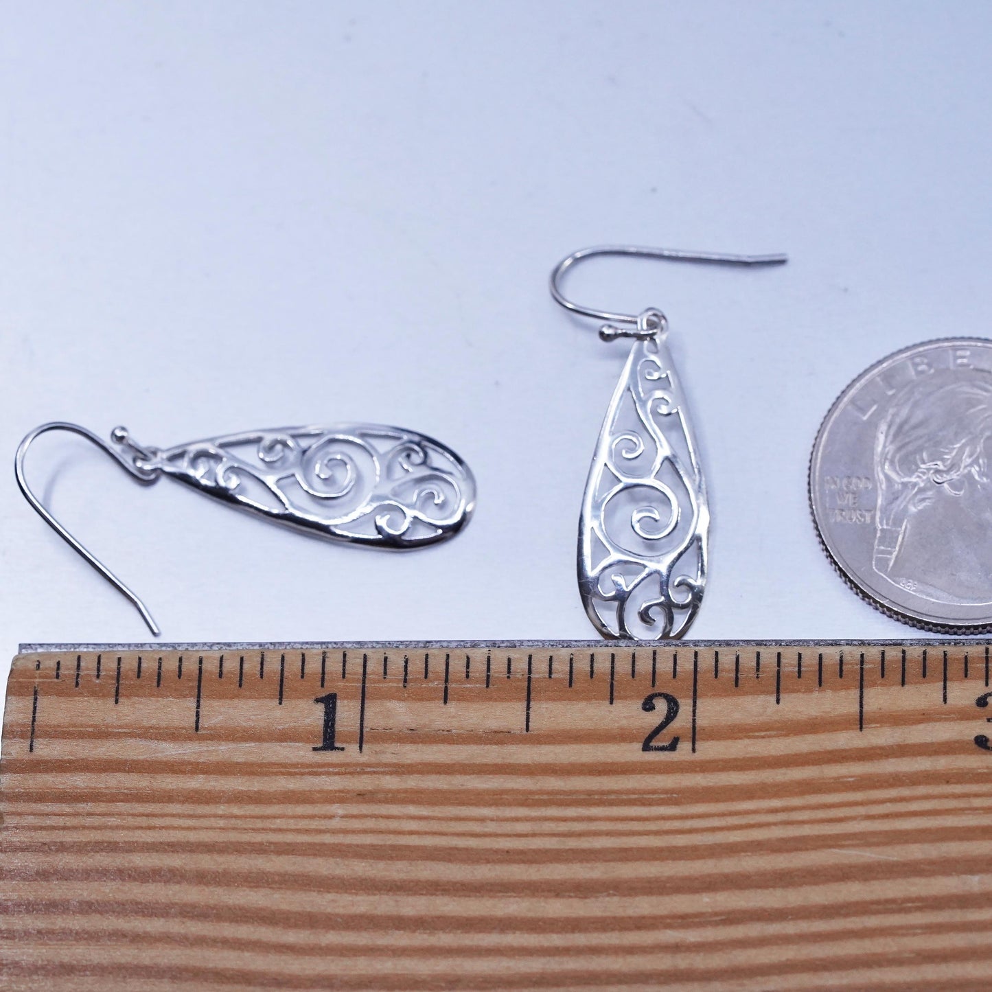 Vintage Sterling 925 silver handmade swirly earrings