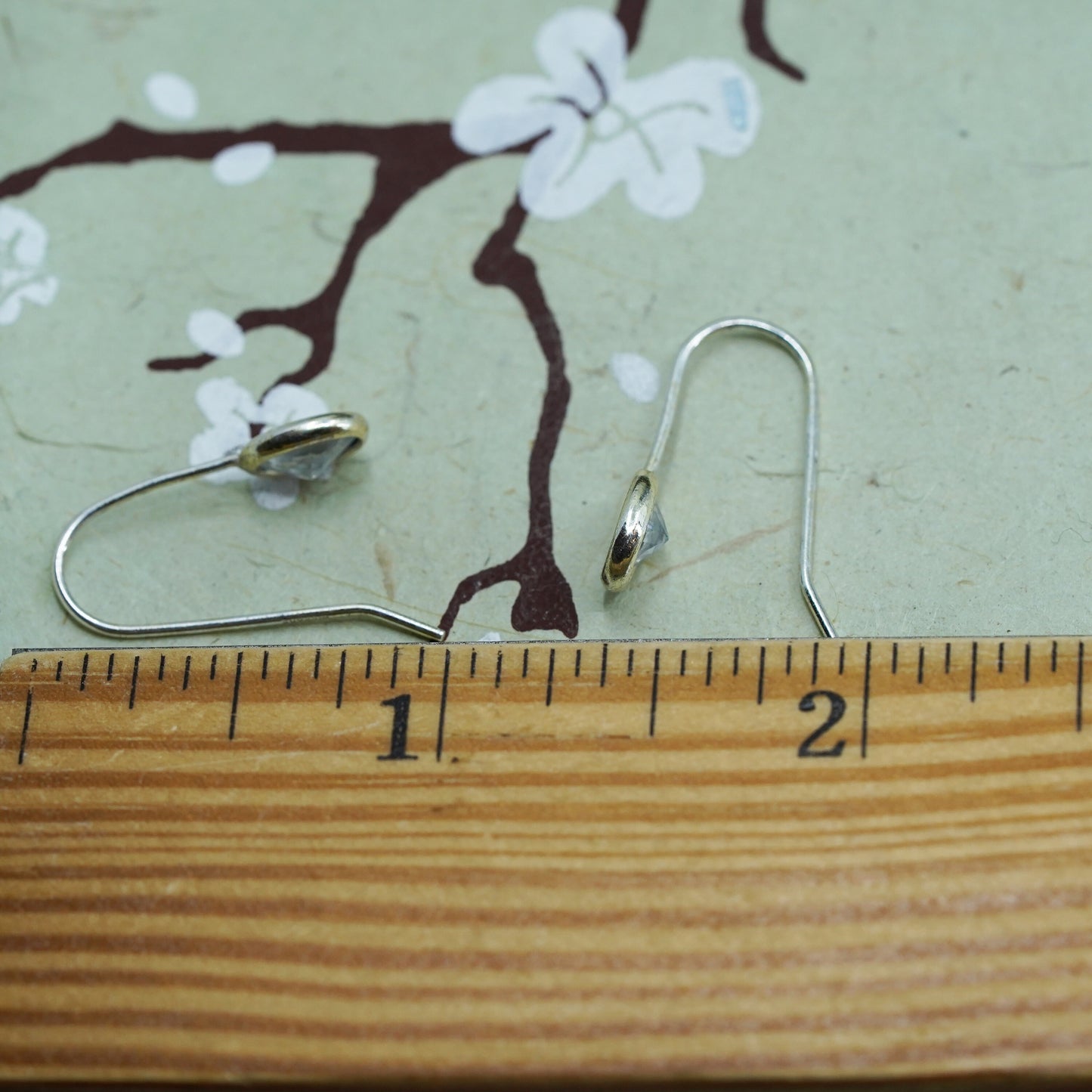 Vintage Sterling 925 silver handmade earrings with oval CZ