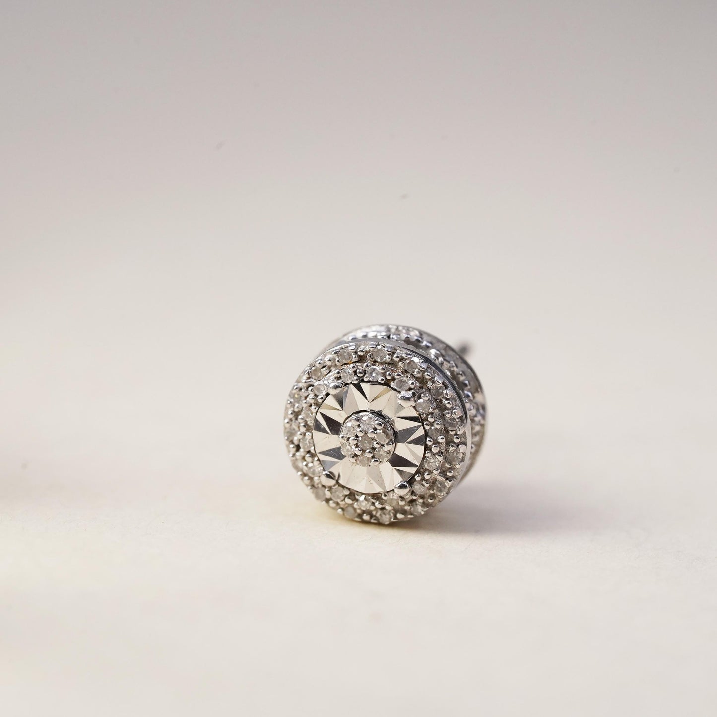 Vintage SK9 single earring. Sterling 925 silver stud with cluster diamonds