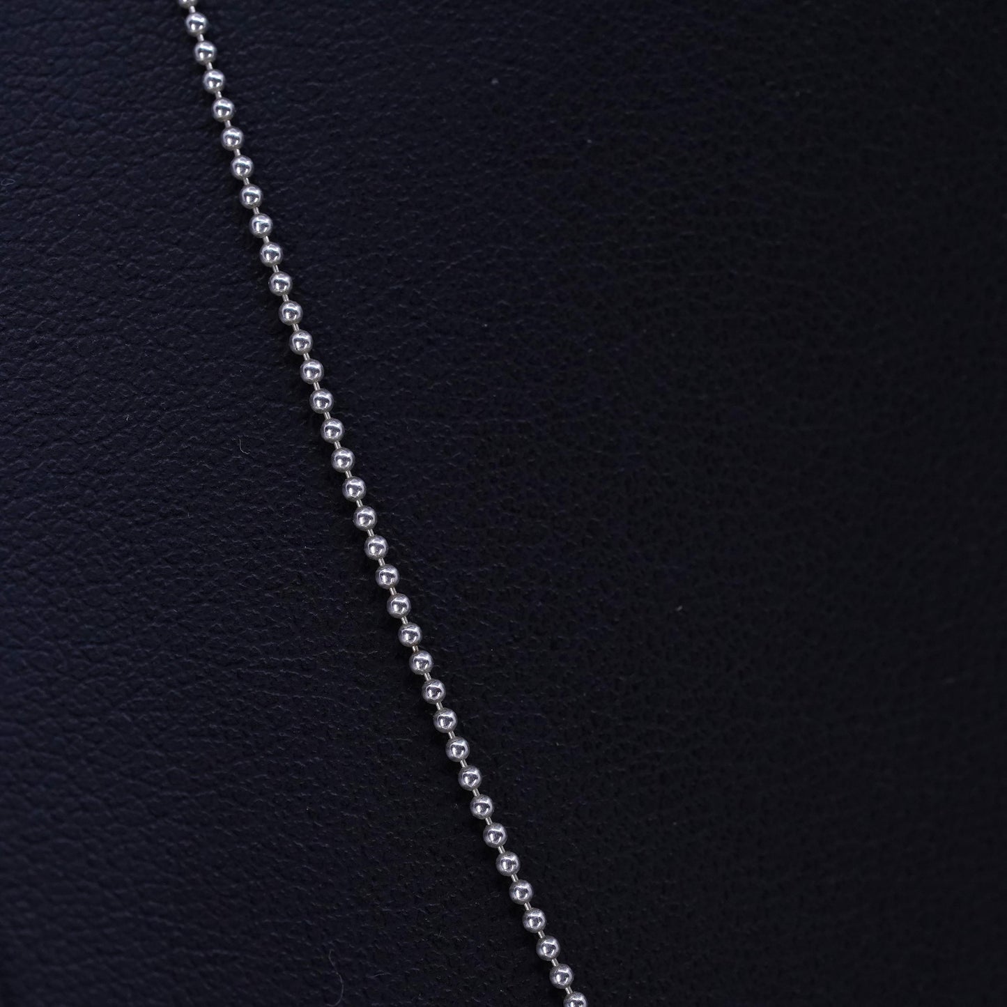 18” 1mm, vintage Italy Sterling 925 silver bead chain necklace