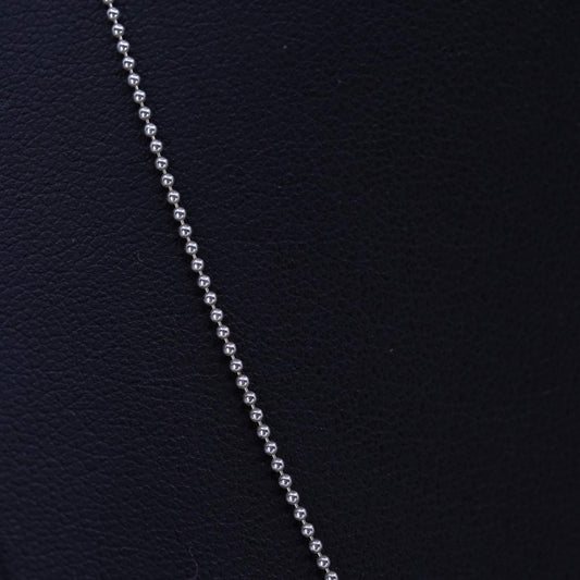 18” 1mm, vintage Italy Sterling 925 silver bead chain necklace