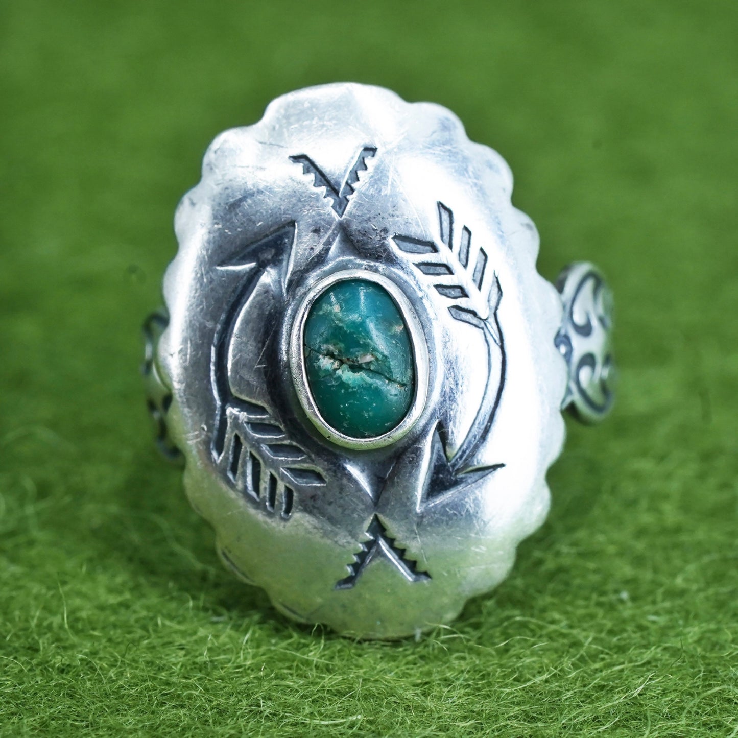 sz 4.5, Native American sterling silver ring, 925 band turquoise, Southwestern