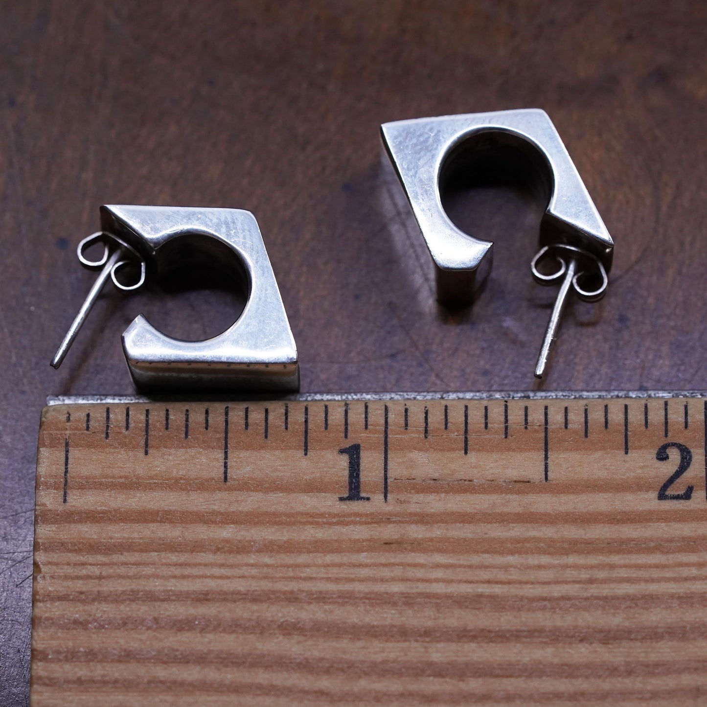 vintage Mexican modernist Sterling 925 silver handmade studs earrings