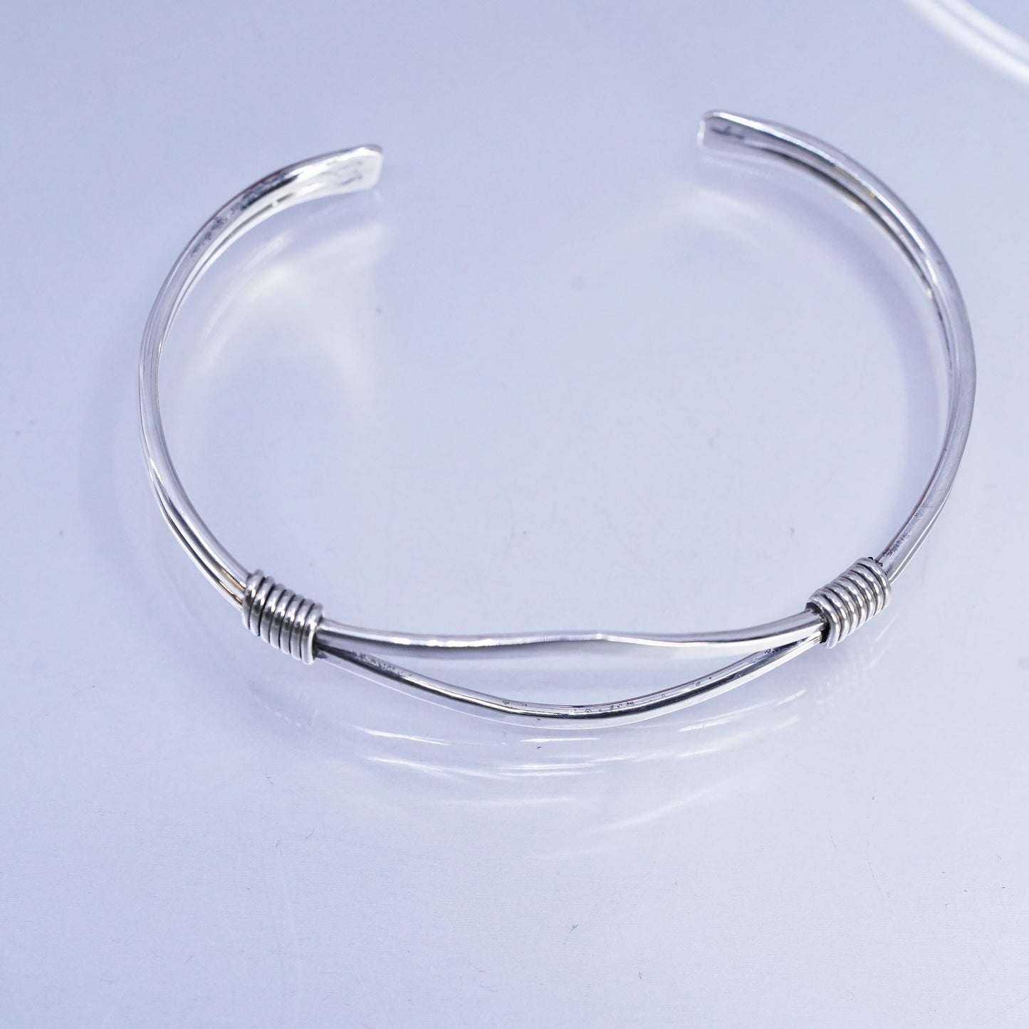6.25", Native American Vintage T.Shea Sterling Silver cuff Bracelet with wire