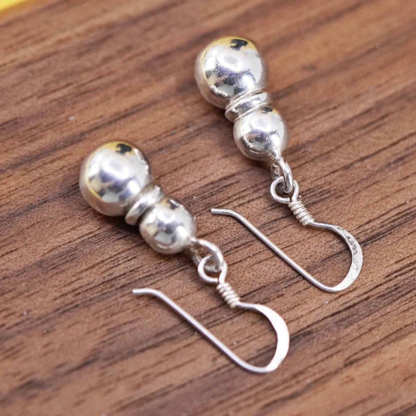 Vintage Sterling silver handmade earrings, 925 beads drops
