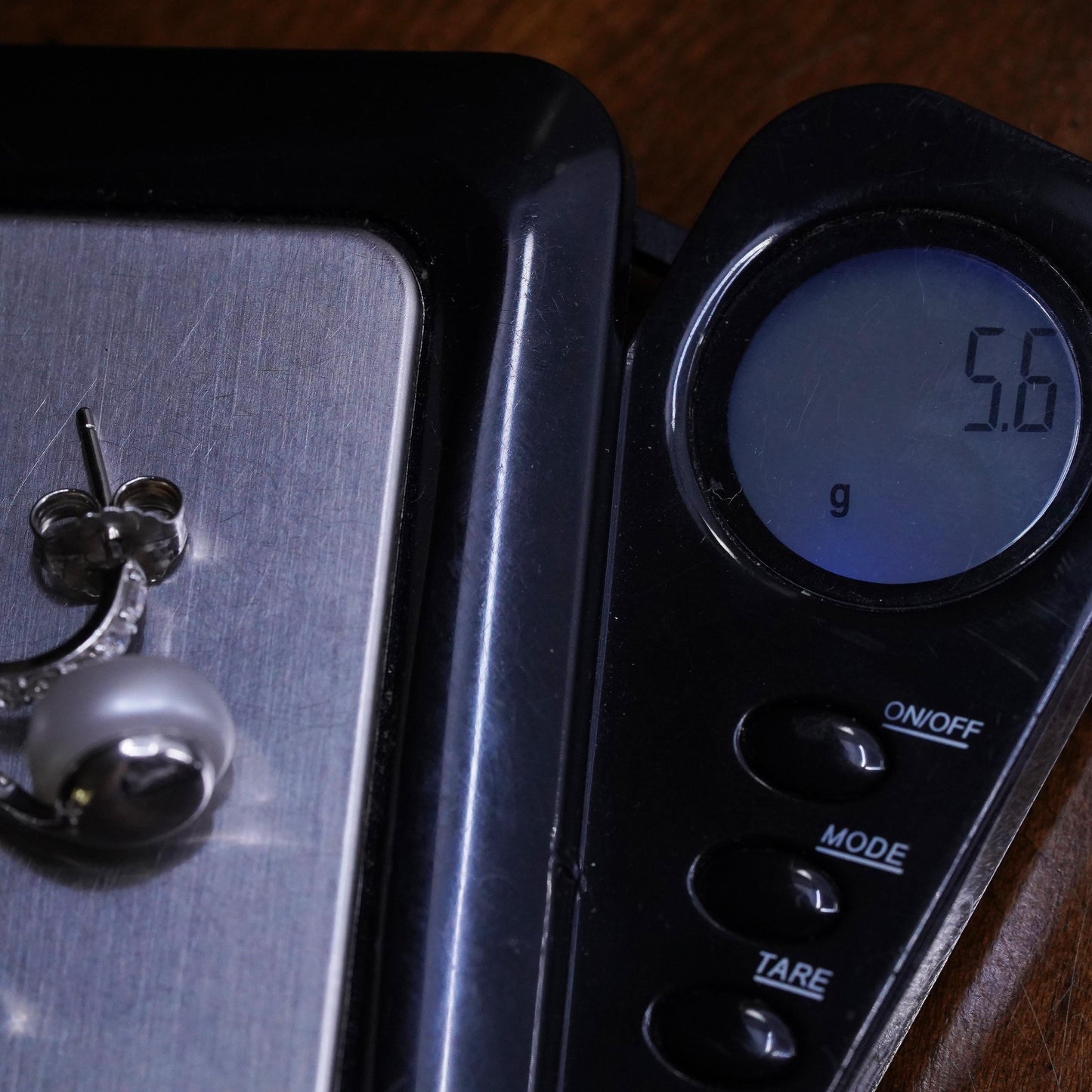 Vintage Sterling 925 silver handmade earrings, studs with 10mm pearl and cz