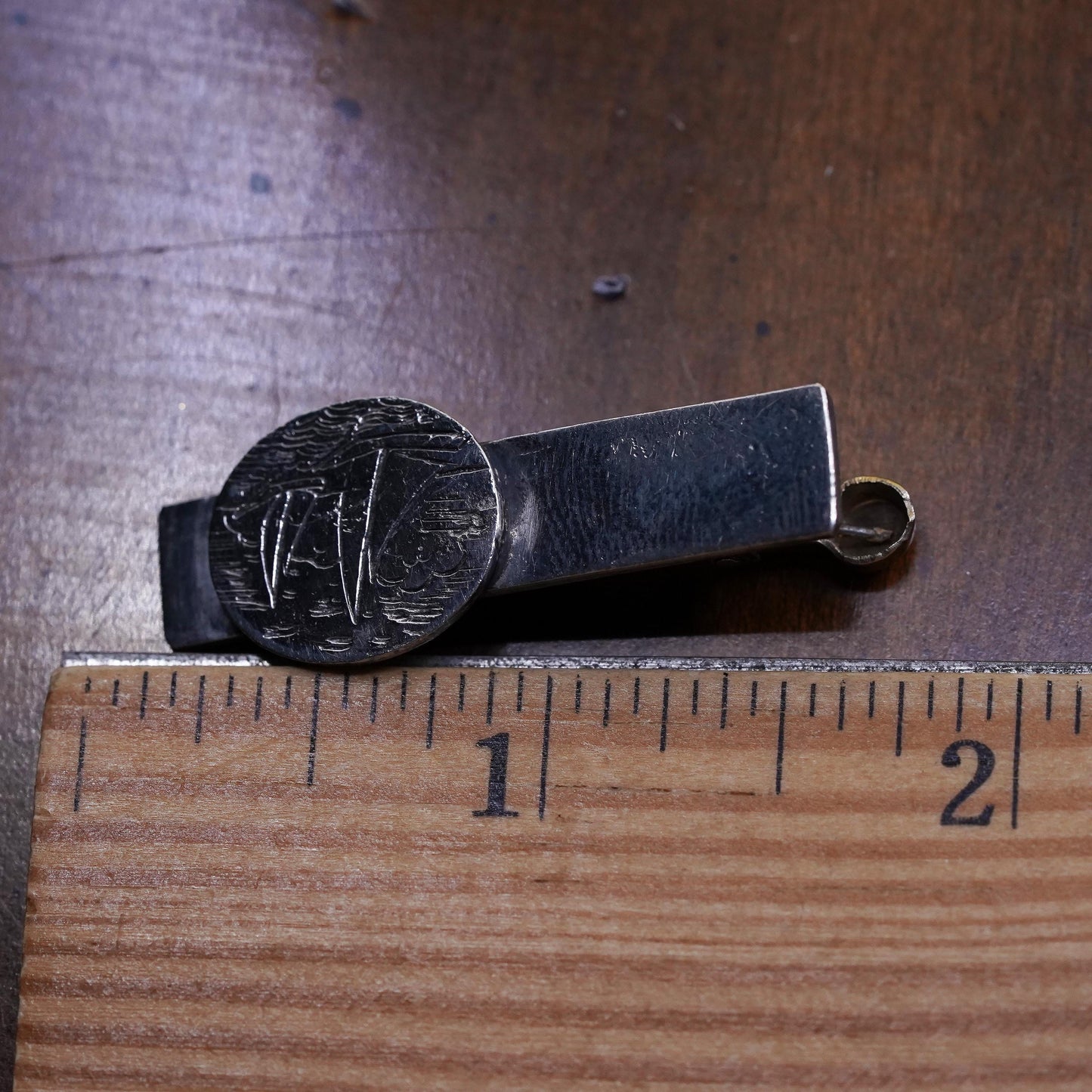sterling silver handmade tie clip, modern 925 ribbed tie clip with sailing boat