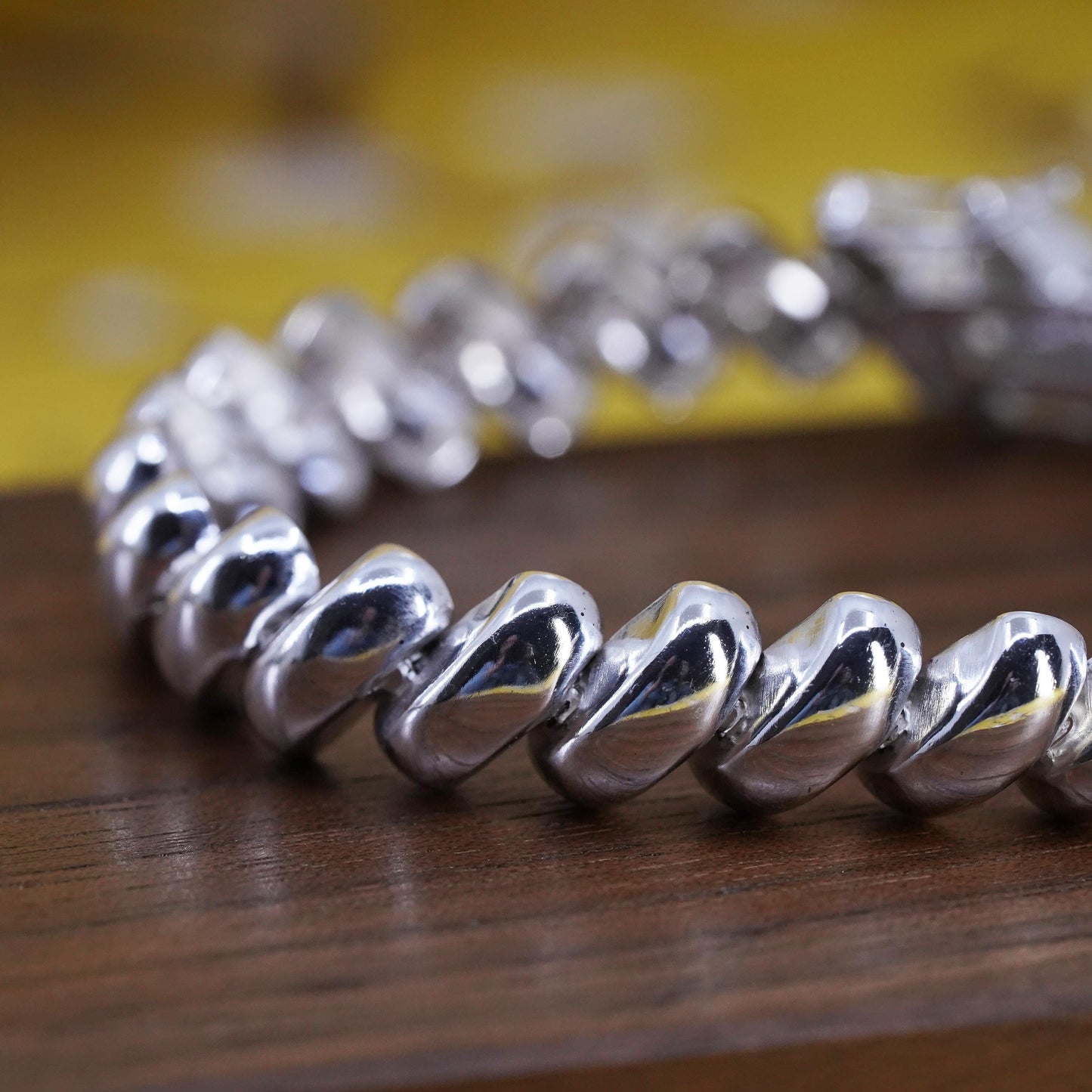 6.5” 10mm, Vintage Italian sterling silver link bracelet, 925 San Marco chain
