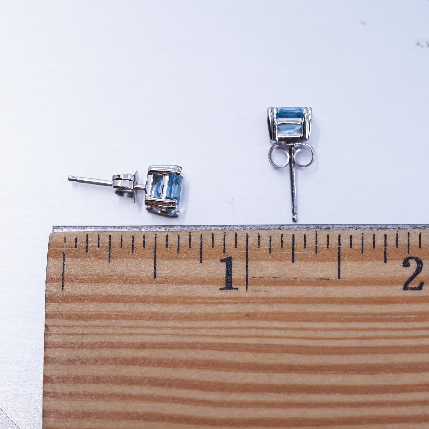 Vintage Sterling 925 silver earrings, studs with square topaz inlay