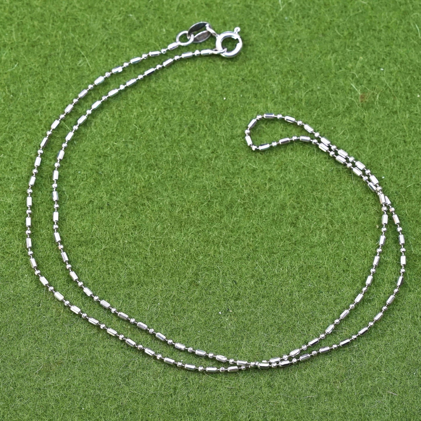16", 1mm, Vintage sterling silver beads chain, 925 necklace