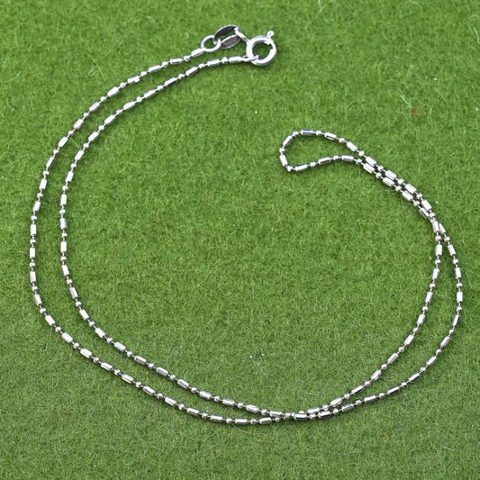 16", 1mm, Vintage sterling silver beads chain, 925 necklace
