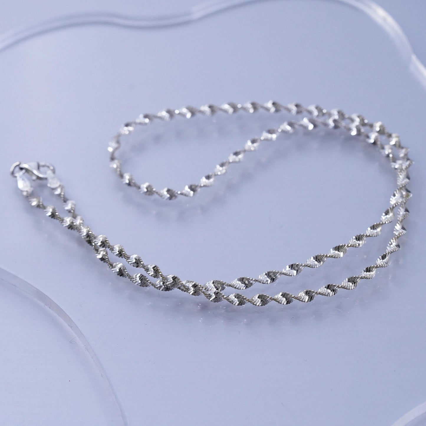 18” vermeil gold over Sterling 925 silver twisted herringbone chain necklace