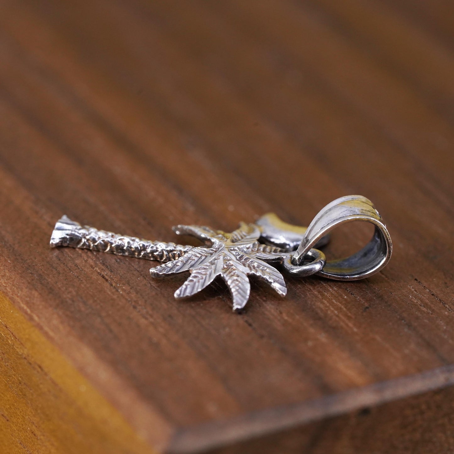 Vintage Sterling silver handmade pendant, 925 palm tree charm