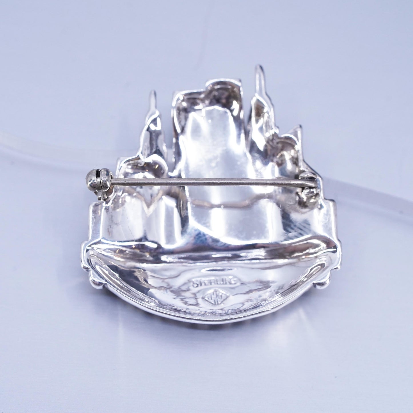 Judith Jack sterling silver brooch, 925 New York pin with moonstone marcasite