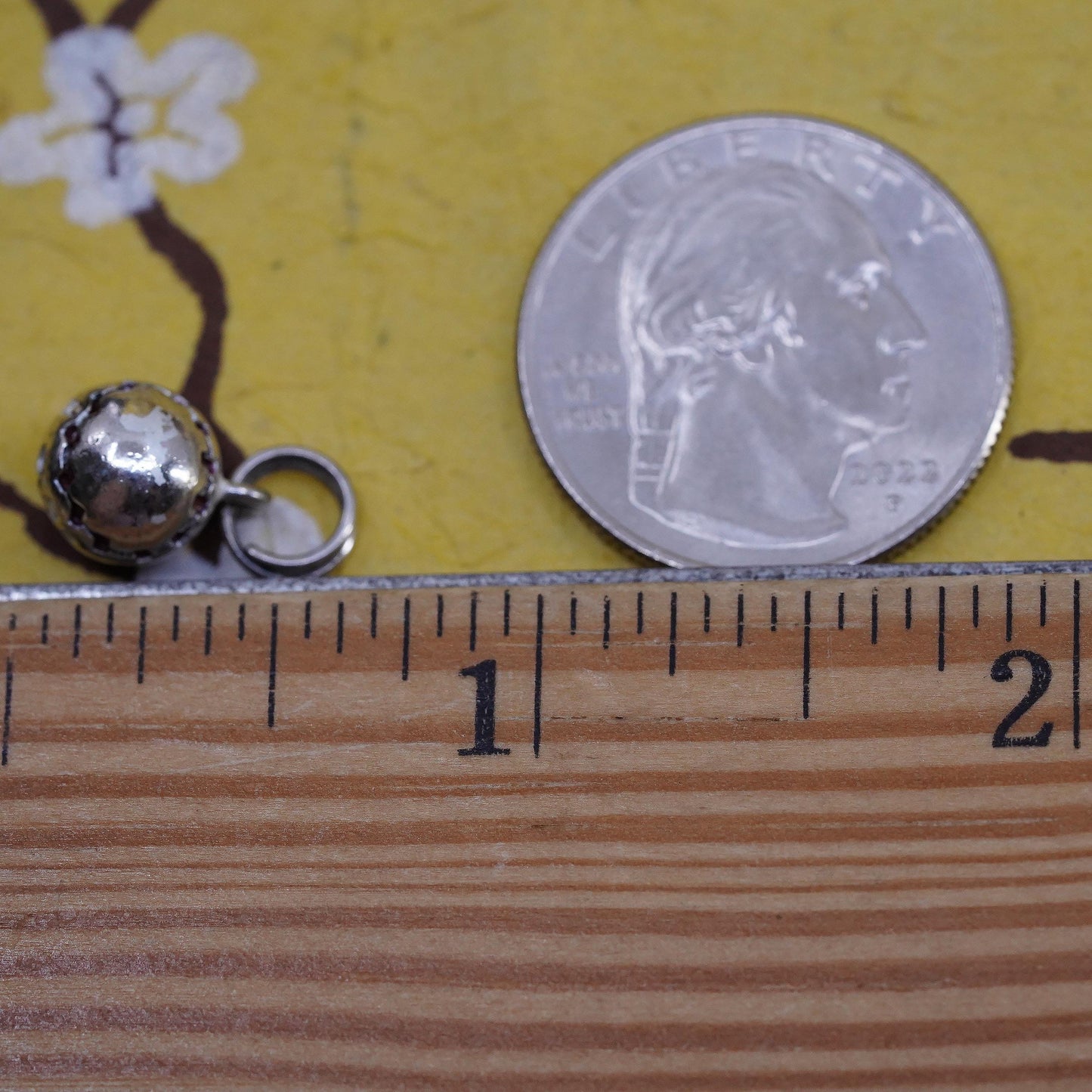 Vintage Sterling silver handmade ball charm, 925 baseball pendant