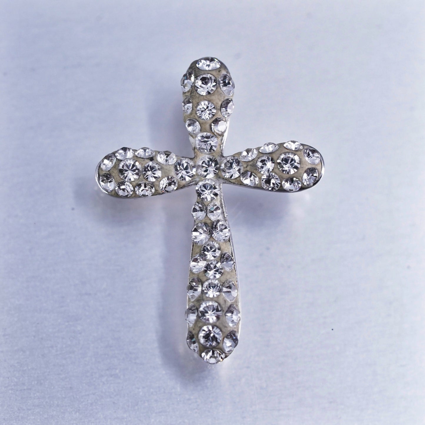 vintage sterling 925 silver cross pendant with cluster Cz